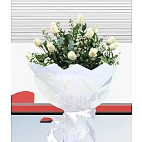 Görkemli Beyaz Gül Buketi